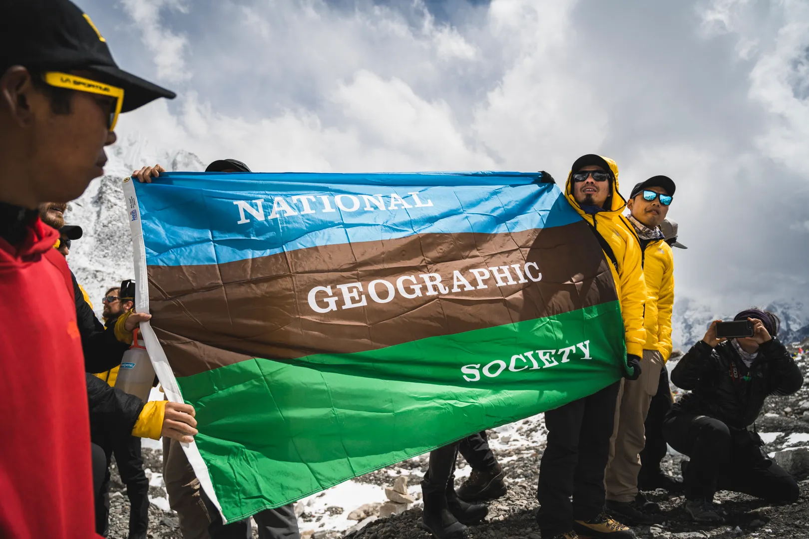 Scientists collecting ice core samples on the expedition