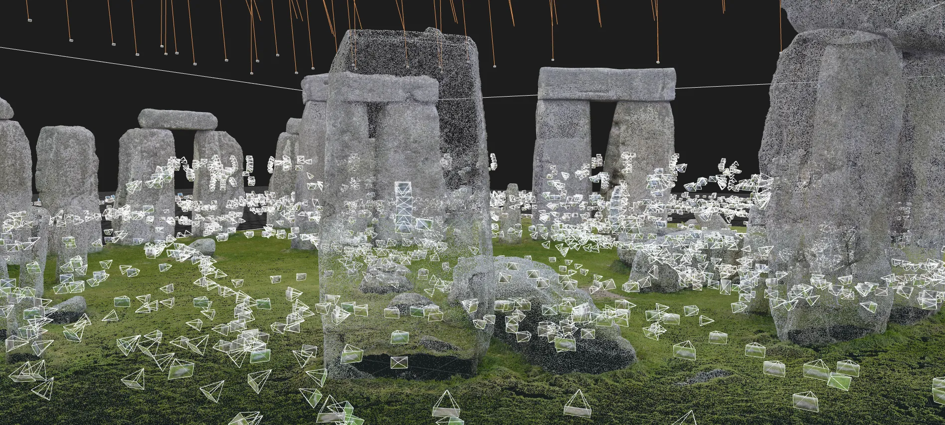 Photogrammetry processing interface showing point cloud
