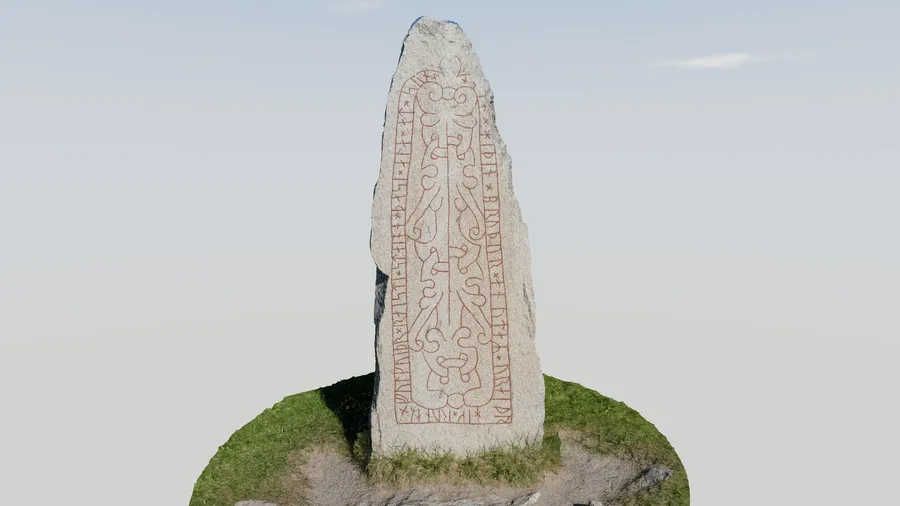 En 3D-skannad runsten i field.tours-motorn