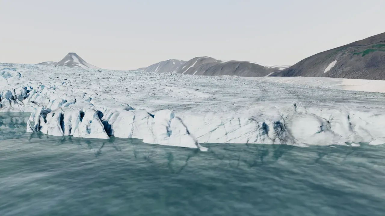 The Sálajiegna glacier front streamed as 3D tiles